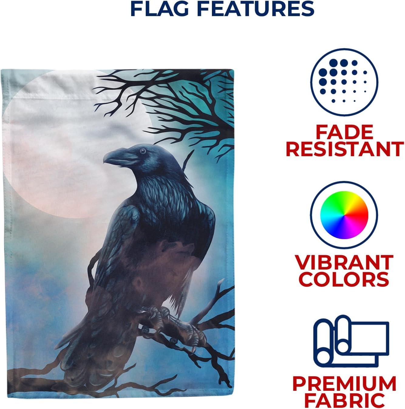 America Forever Halloween Crow House Flag 28 x 40 inch Double Sided Outside, Happy Raven Fright Night Nightmare Horror Spooky Holiday Yard Outdoor Decorative Flag