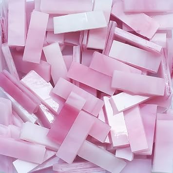 LiFschal Rectangle Mosaic Tiles Stained Glass, 0.7x2.1CM Textured Glass Mosaic Making with Handmade for DIY Art Crafts, Home Decorations - About 210Pcs 200G0.44LB,Pink