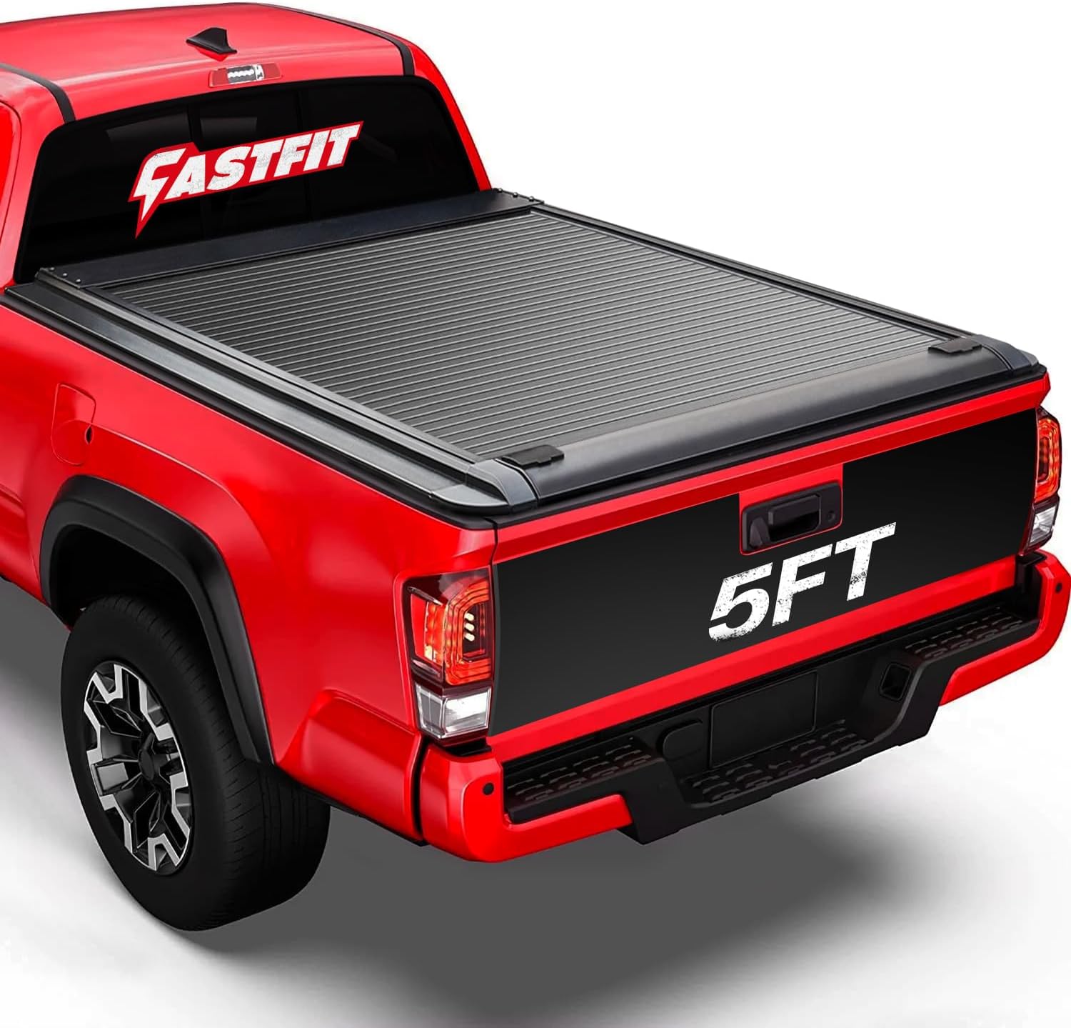 FASTFIT Aluminum Retractable Truck Tonneau Cover for 2016-2023 Tacoma, 5-ft (60.5") Truck Bed w/Track System | Dual-Lock Design, Matte Black, Waterproof & Heavy-Duty