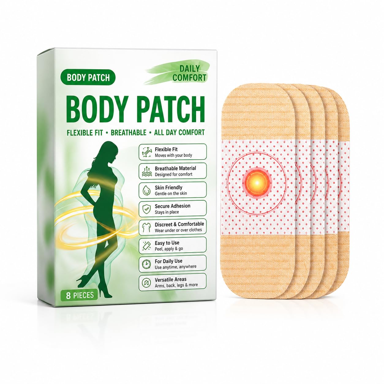 Body Care Patches - Gentle Daily Moisturizing & Lightweight，4Pack，32pieces