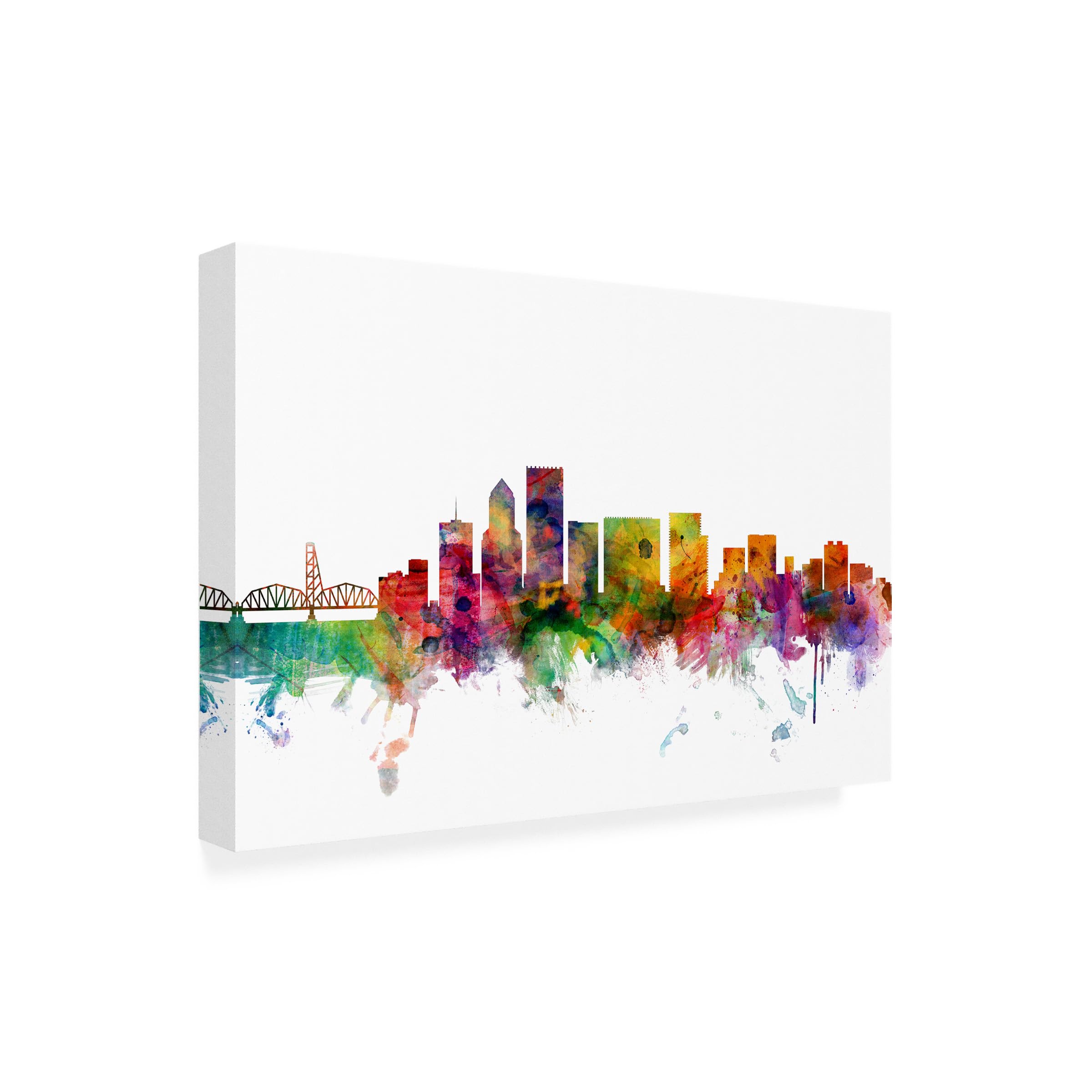 Trademark Fine Art Portland Oregon Skyline by Michael Tompsett 16x24-Inch
