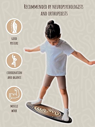 Miniatura 2 de Tabla de equilibrio de madera con laberinto, divertida herramienta de fitness para niños y adultos, tabla de equilibrio oscilante, juguete