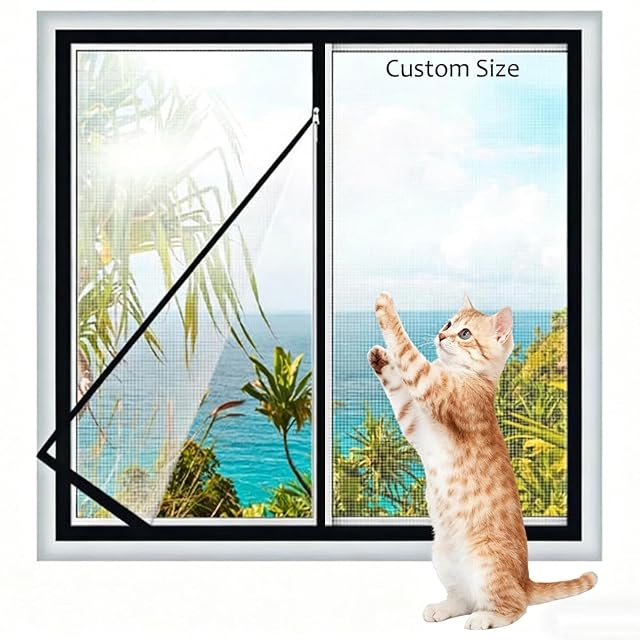 Yuly Red de Protección para Ventanas de Gatos de Tamaño Personalizado, Red de Protección Interior para Gatos
