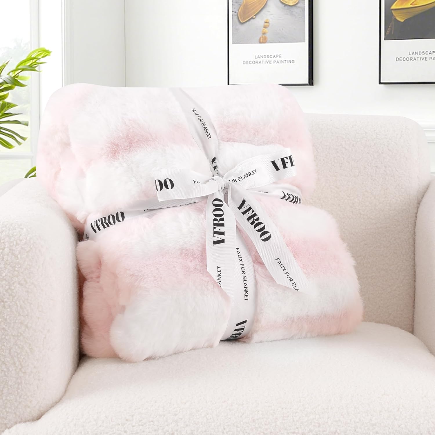 Faux Rabbit Fur Throw Blanket – 850GSM Thick & Warm, Ultra Soft Plush Blanket for Couch, Bed, Sofa, Ideal Gift for Women, 60" × 80", Light Pink - Image 7