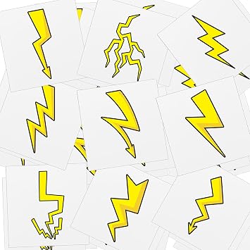Leelosp 144 Pieces Summer Lighting Bolt Tattoos Lightning Bolt Stickers Hand Temporary Tattoos Accessories Removable Apparel Accessories for Flash Weather Birthday Party Favor Decorations 9 Styles