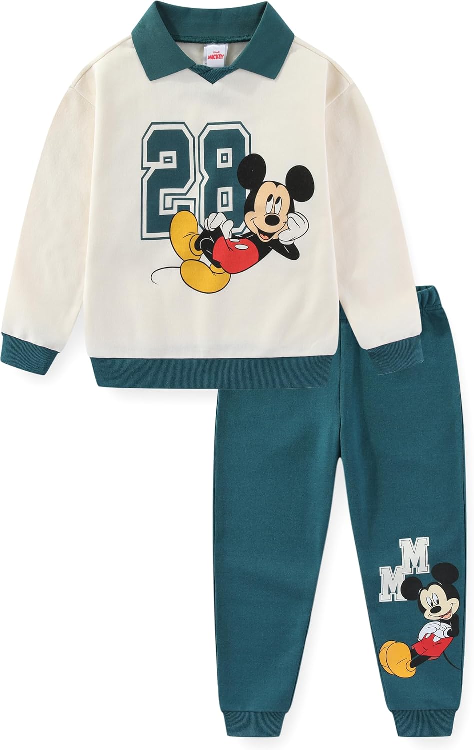 Disney Mickey Mouse Boys 2 Piece Sweatshirt and Pants Set for Toddler and Big Kids