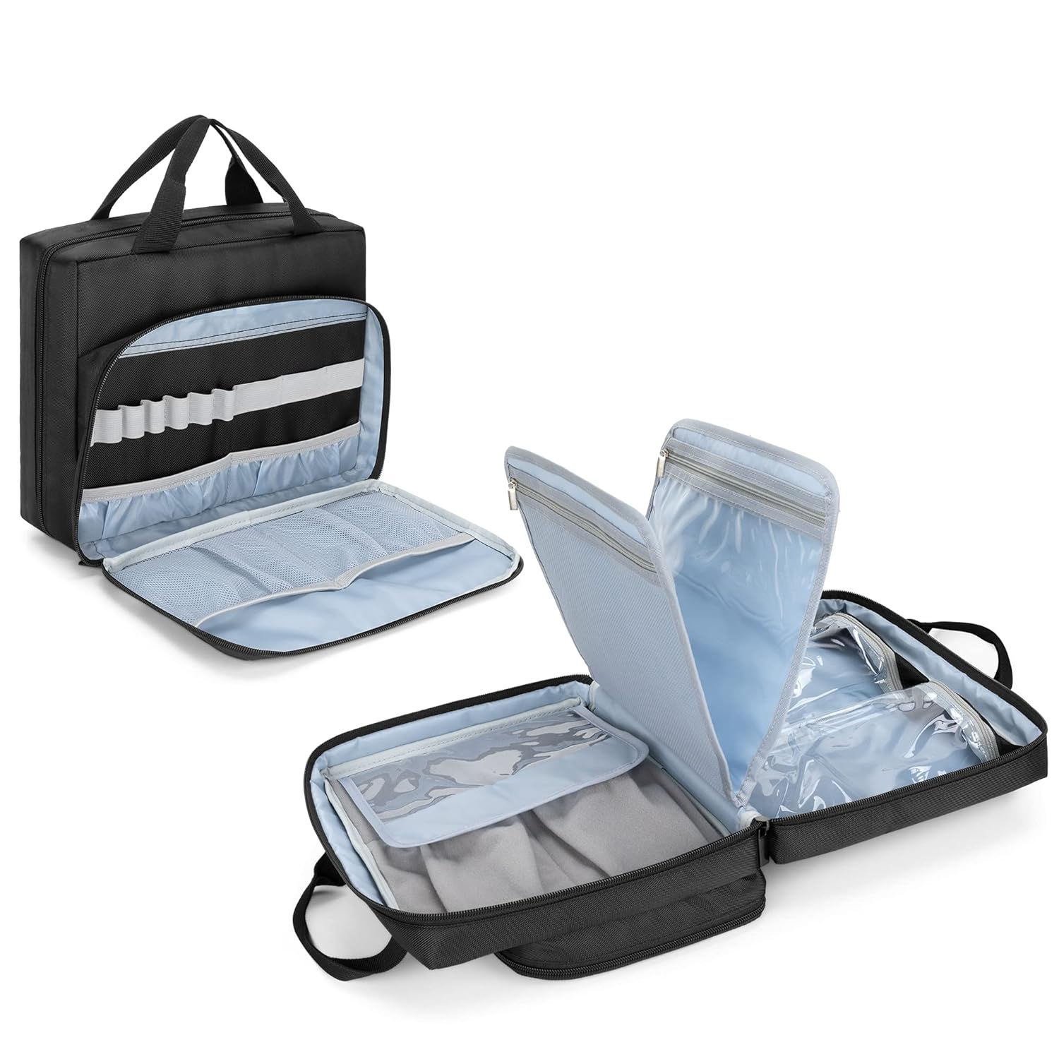 Trunab Utility Nurse Case Padded Stethoscope Case, Hold Two Stethoscopes/BP Cuffs and Nurse Accessories, Small Empty First Aid Bag for Nurses, Doctor, Black (Patent Design)