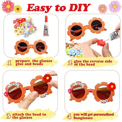 Miniatura 5 de 824 pares de lentes de sol para niños, kit de bricolaje, gafas de sol retro con flores, gafas de sol a granel para niñas pequeñas, regalos de fiesta