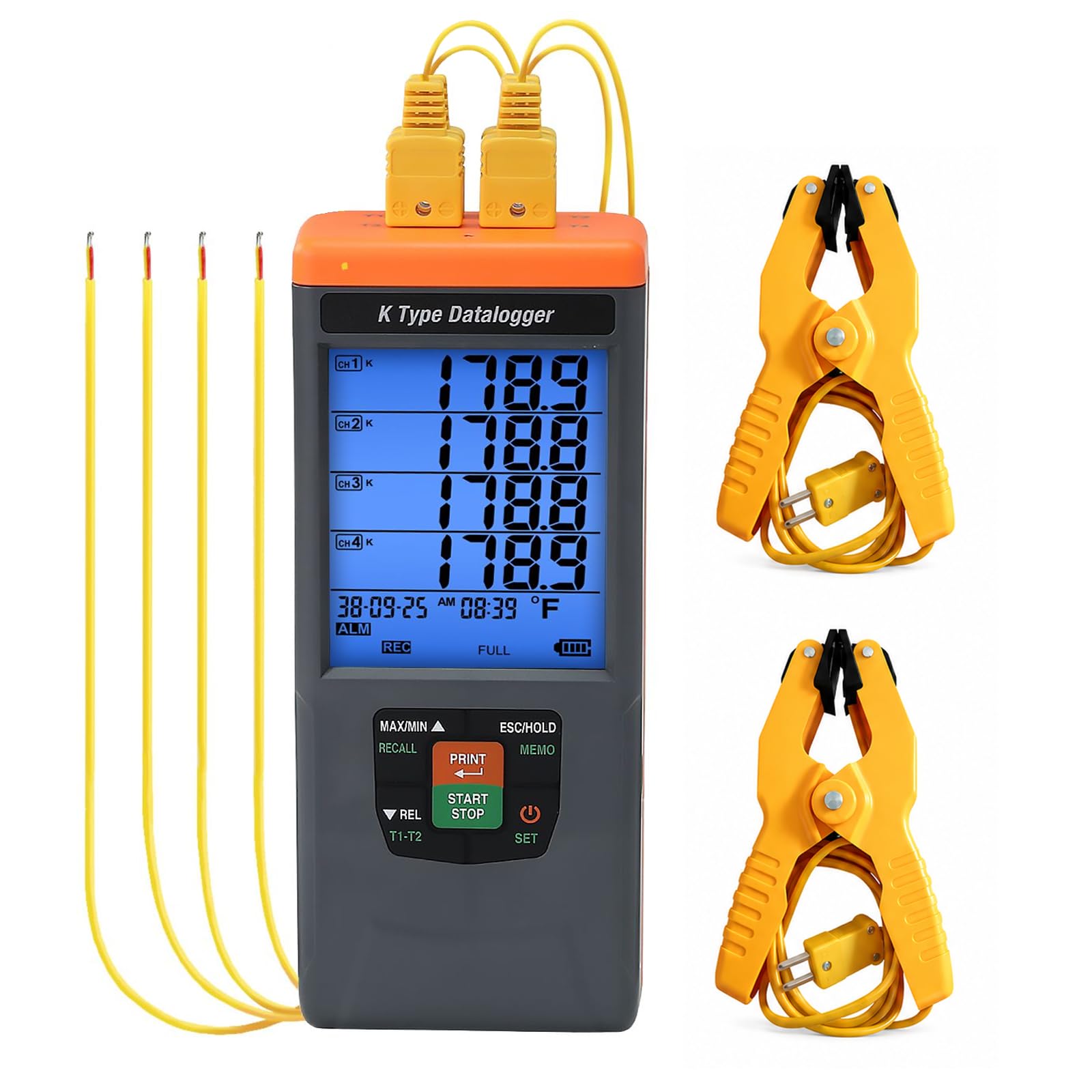 Termometro Digitale 4 Canali K Data Logger Conforme GLP
