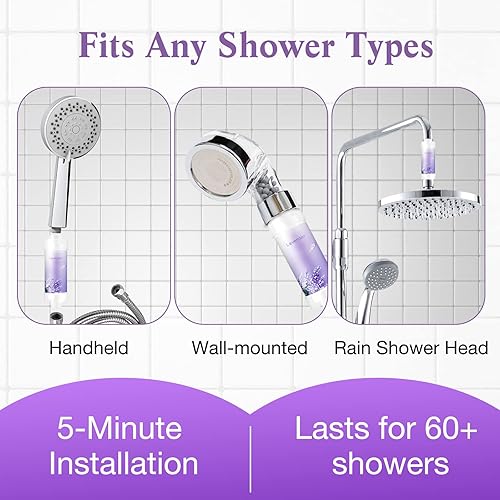 Miniatura 4 de lonstin Infusor de ducha, filtro de ducha de vitamina C para agua dura, filtro de cabezal de ducha a sedimento de fluoruro de cloro, ayuda a secar