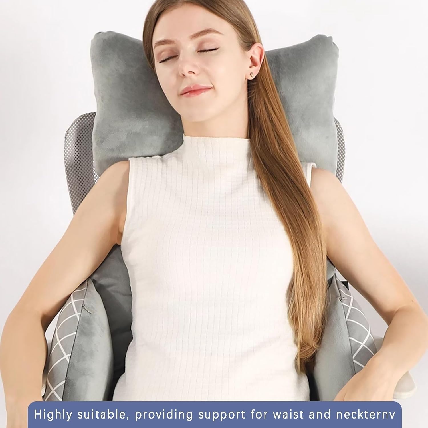 ​​Ergonomic Office Chair Cushion Set with Neck Pillow - Double-Sided Breathable Mesh, Removable Washable Cover, Lumbar & Neck Pain Relief for Desk Chair, Dorm, Side Sleepers​(Gray)