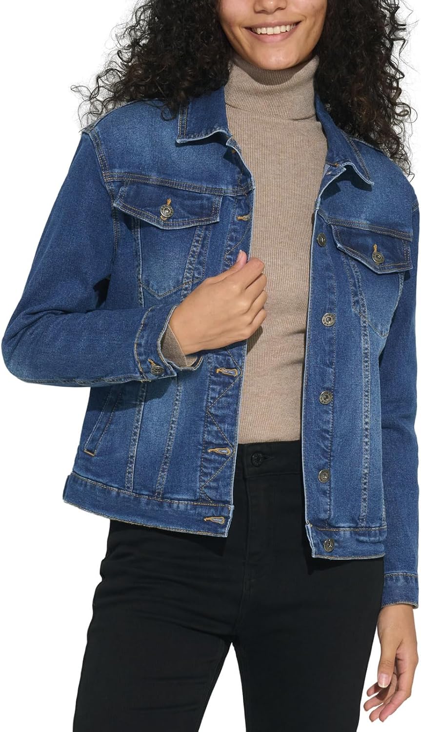 HISEA Denim Jacket for Women, Womens Long Sleeve Jean Jackets with Pockets, Women's Casual Stretchy Trucker Coat for Fall - Image 2