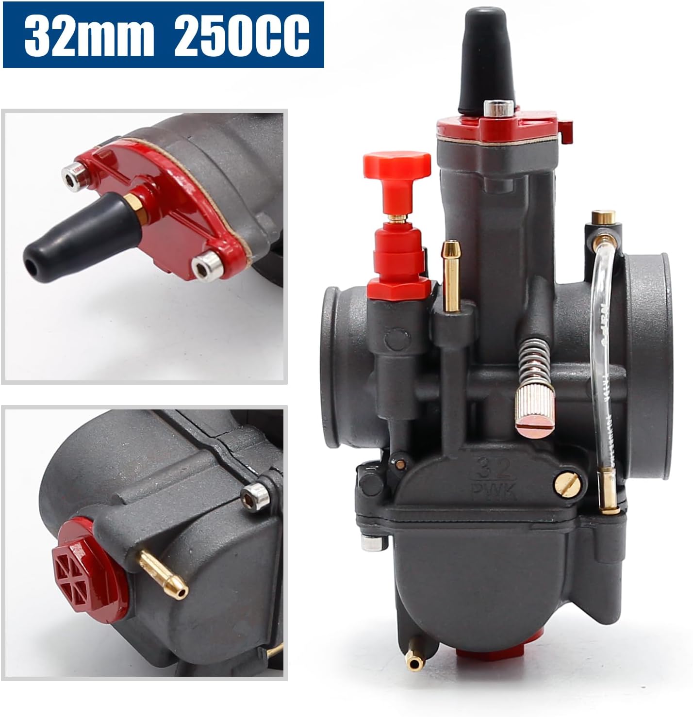 Anxingo PWK 32mm Carburetor Universal for 2T 4T Engine Off-road Bicycle Motorcycle Dirt Bike ATV Quad, for 32mm Racing Carb