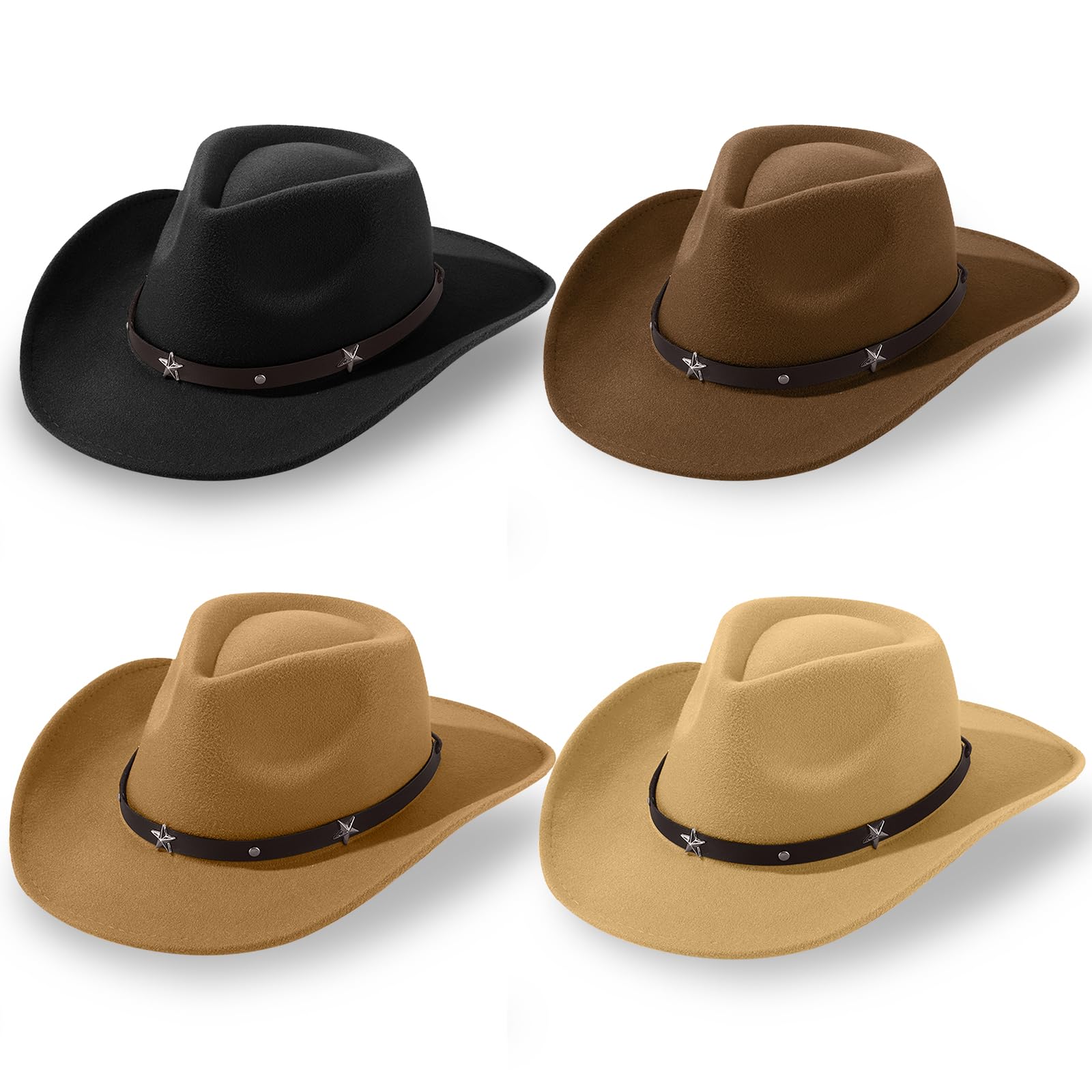 Mumufy 4 Pcs Western Cowboy Hat