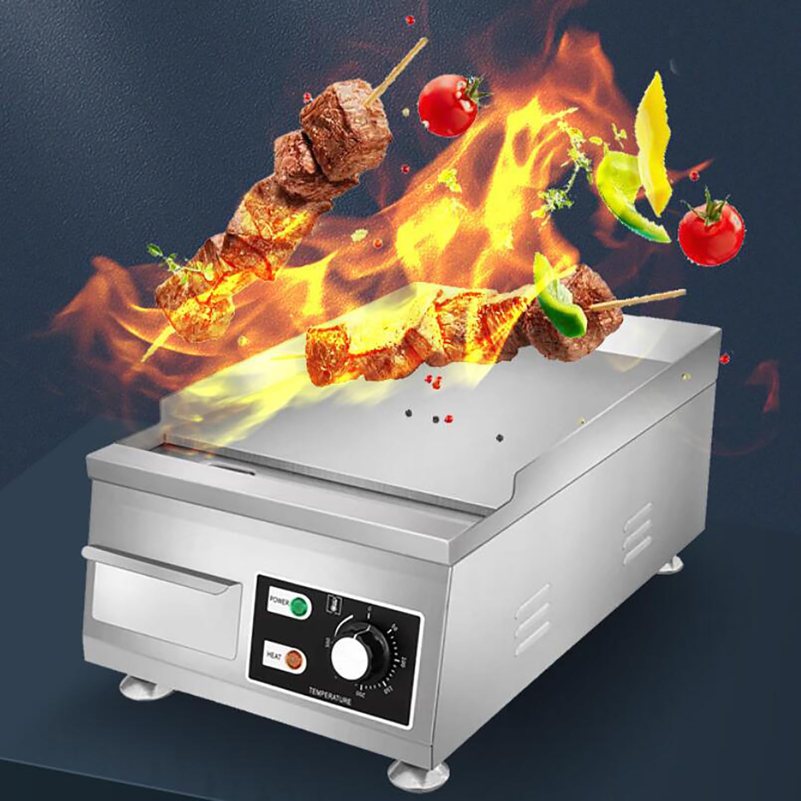 Catering Piastra Elettrica da Cucina in Acciaio Inossidabile Piastra Elettrica Professionale Piastra Bistecchiera Commerciale per Casa Bar E Ristoranti Controllo Termostatico