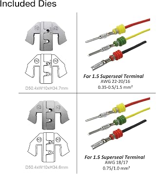 Jackco 236pc 1.5 Superseal Terminal Ratcheting Crimping Tool & Connector Kit - Includes 2 Interchangeable Dies and Wire Strippers
