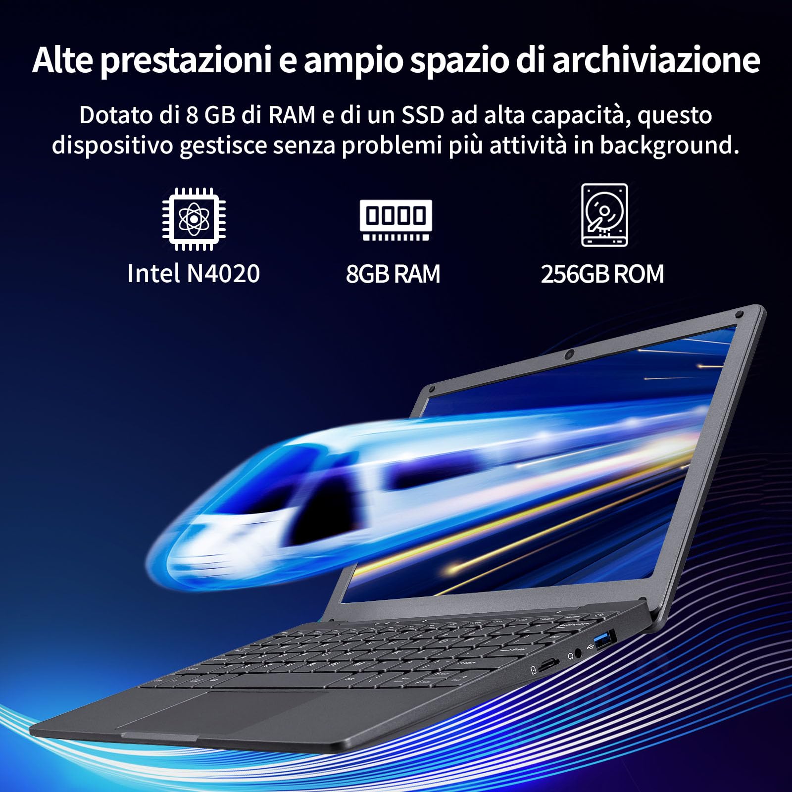 LONGEVINCE Mini Laptop Portatile Ultra-Sottile da 10,1 Pollici, Processore Celeron N4020 (fino a 2,8 GHz), 8GB RAM DDR4, Peso di soli circa 0,8 kg, Webcam Integrata, WiFi (Grigio, 8+256G SSD)