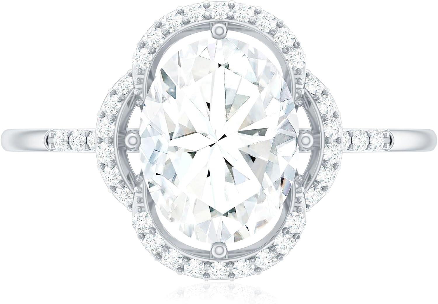 Certified Moissanite Oval Engagement Ring in Silver, D-Vs1 Quality, Moissanite Designer Ring - Christmas Gift For Women