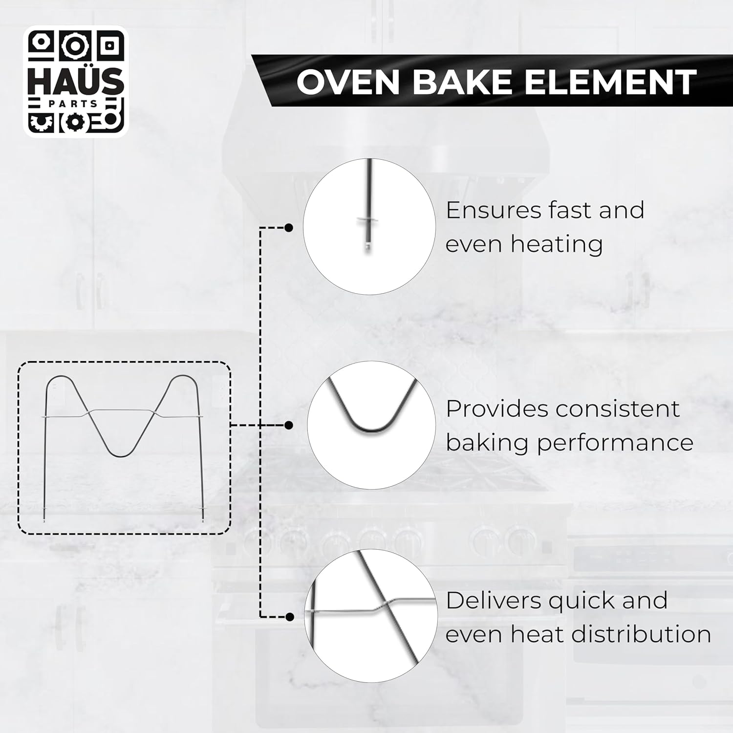 DG47-00038B Oven Bake Element Compatible with Samsung range/stove/oven – Replaces PD00025540, DG47-00038A, 3015238, AP5623199, EAP4240837, PS4240837