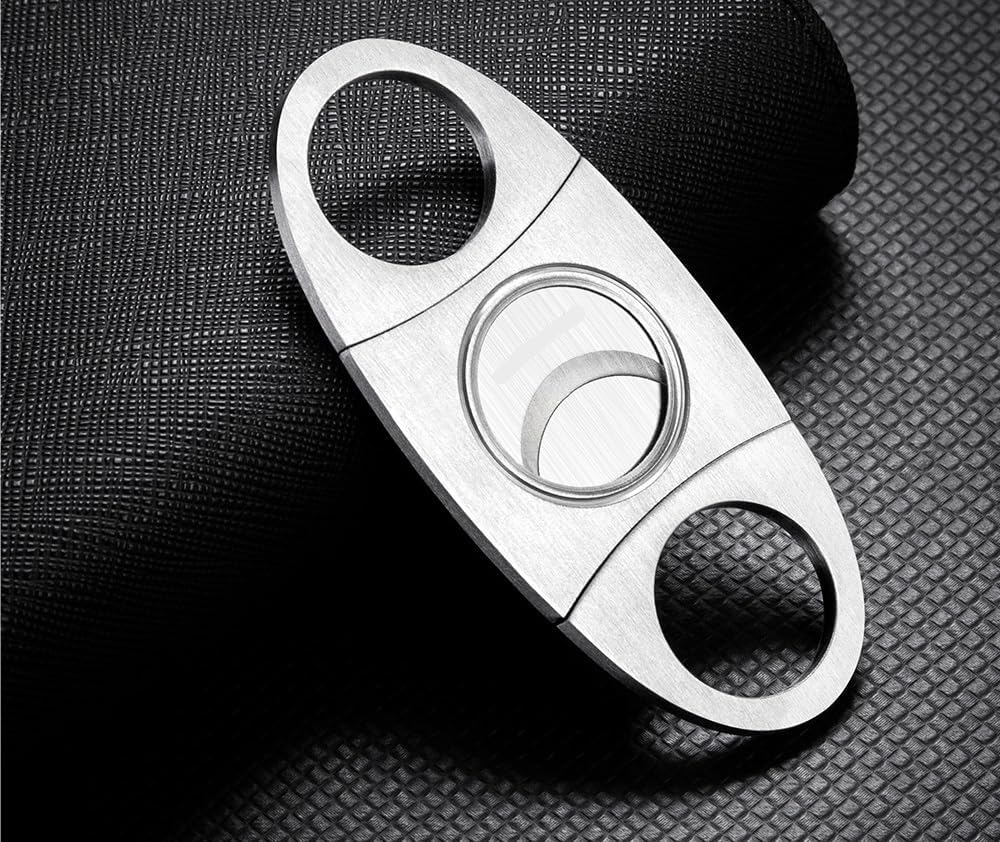 Stainless Steel Cigar Cutter with Double Slicer Design, Manual Metal Tool for Most Ring Gauges, 1 Pack(E)