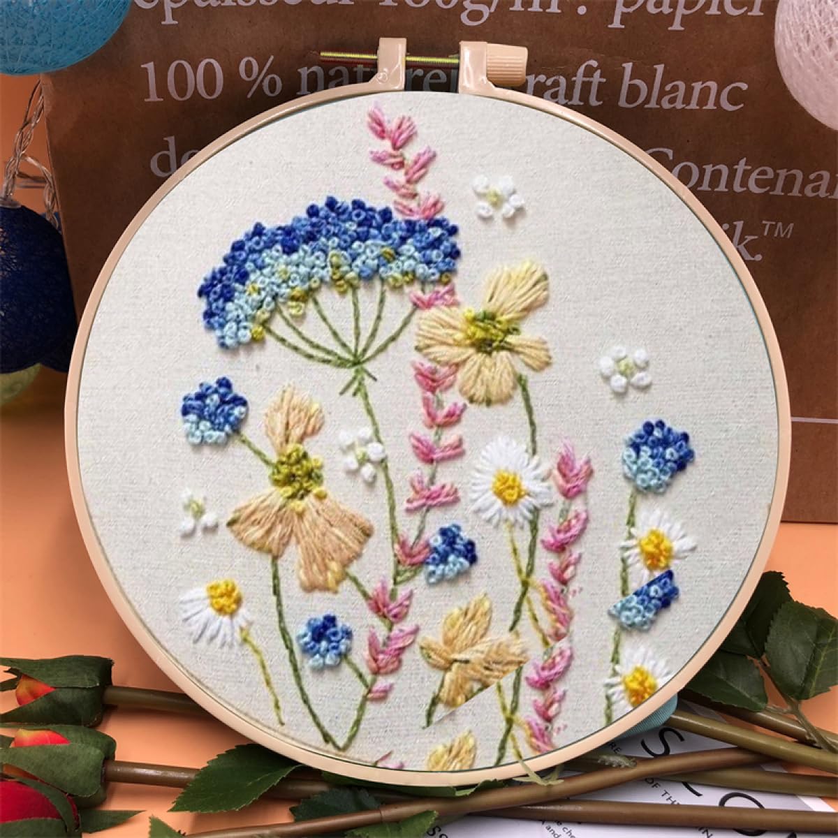 Kits De Broderie Kits De Broderie Fleurs Bleues Kit De Point