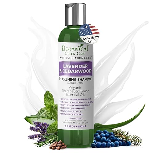 Champú sin sulfato para el crecimiento del cabelloanti-caída del cabello "Lavanda y madera de cedro". Prevención de alopecia y bloqueador de DHT.