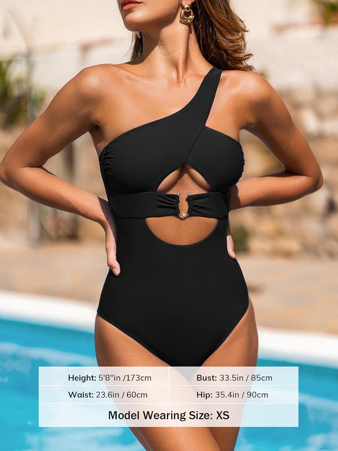 CUPSHE Women's One Piece Swimsuit One Shoulder Cutout Bathing Suit | Removable Soft Cups, Adjustable Straps, U Wire Hollow Out, Classic Bum Coverage, Sexy Swim Suit For Beach Vacation Pool