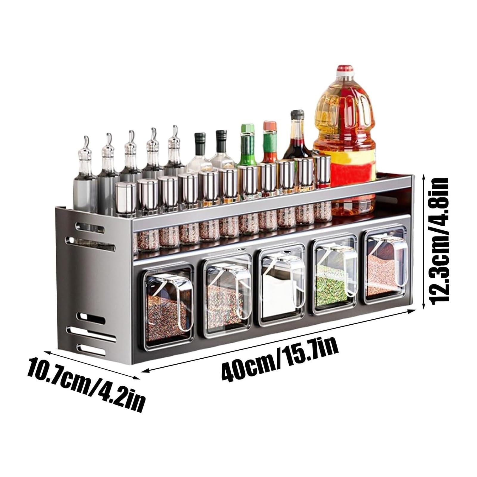 Regal, Gewürzregal – Multifunktionaler, an der Wand montierter Gewürz- und Gewürz-Organizer, Gewürzregal mit großer Kapazität for die Aufbewahrung in der Küche zu Hause