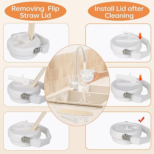 Miniatura 4 de Tapa de 40 onzas para copa Stanley, tapa abatible a prueba de fugas con mango para Stanley Quencher y ProTour de 40 onzas, tapas antiderrames,