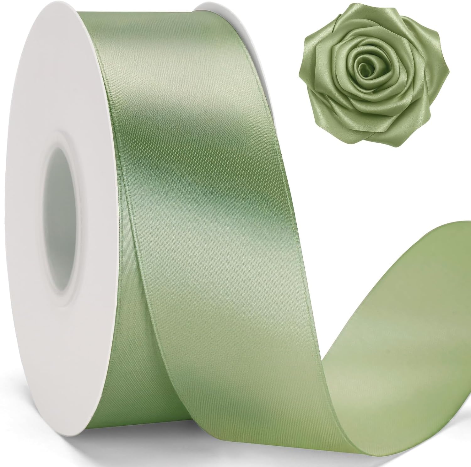 Amazon.com: KINGLAKE Sage Green Satin Ribbon – 1 1/2'' x 100 Yards ...