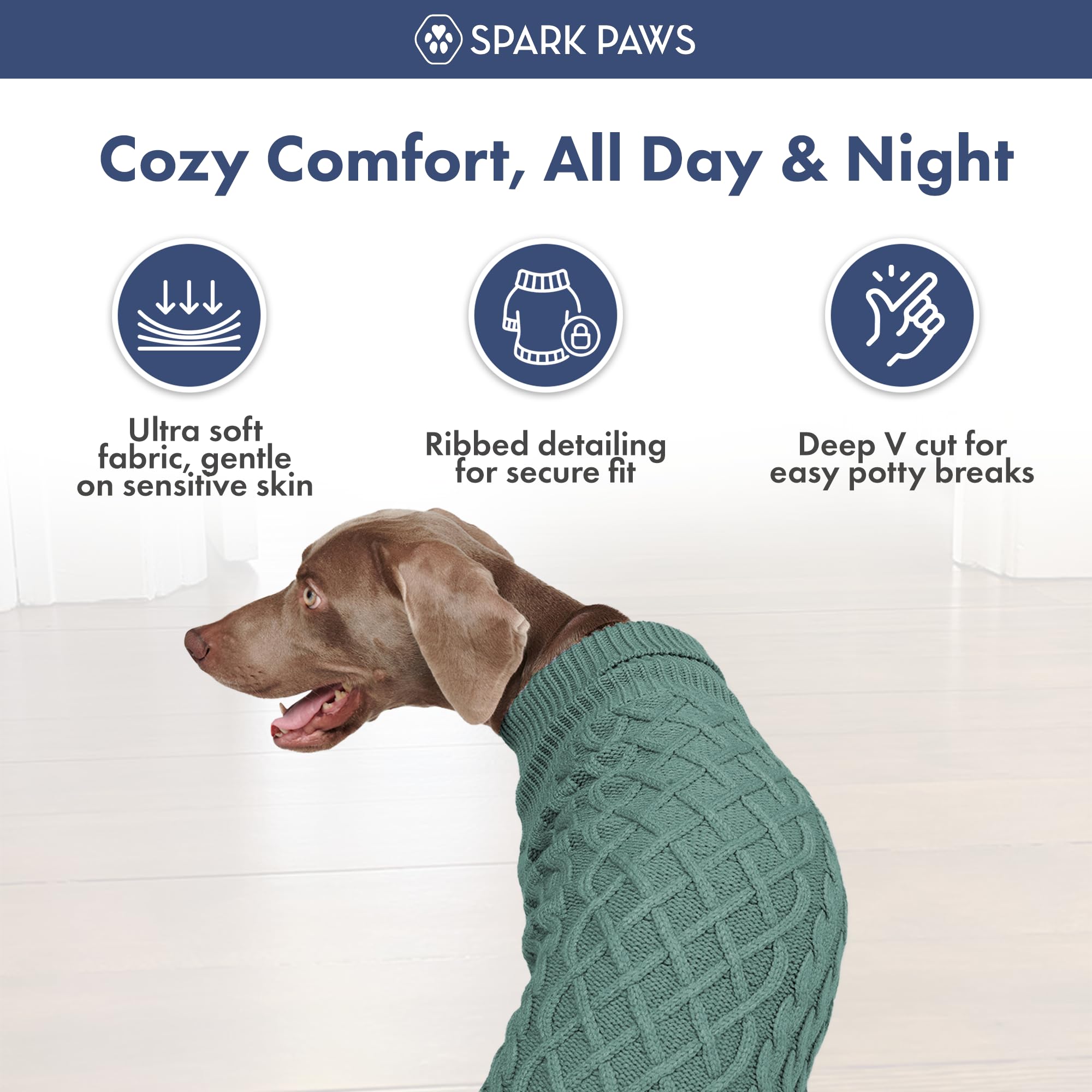 Spark Paws Pull en tricot pour chien - Pull d'hiver ultra doux et chaud pour chien | Pull extensible pour chiens de petite, moyenne et grande taille, bouledogue français, pitbull, pour filles et garçons