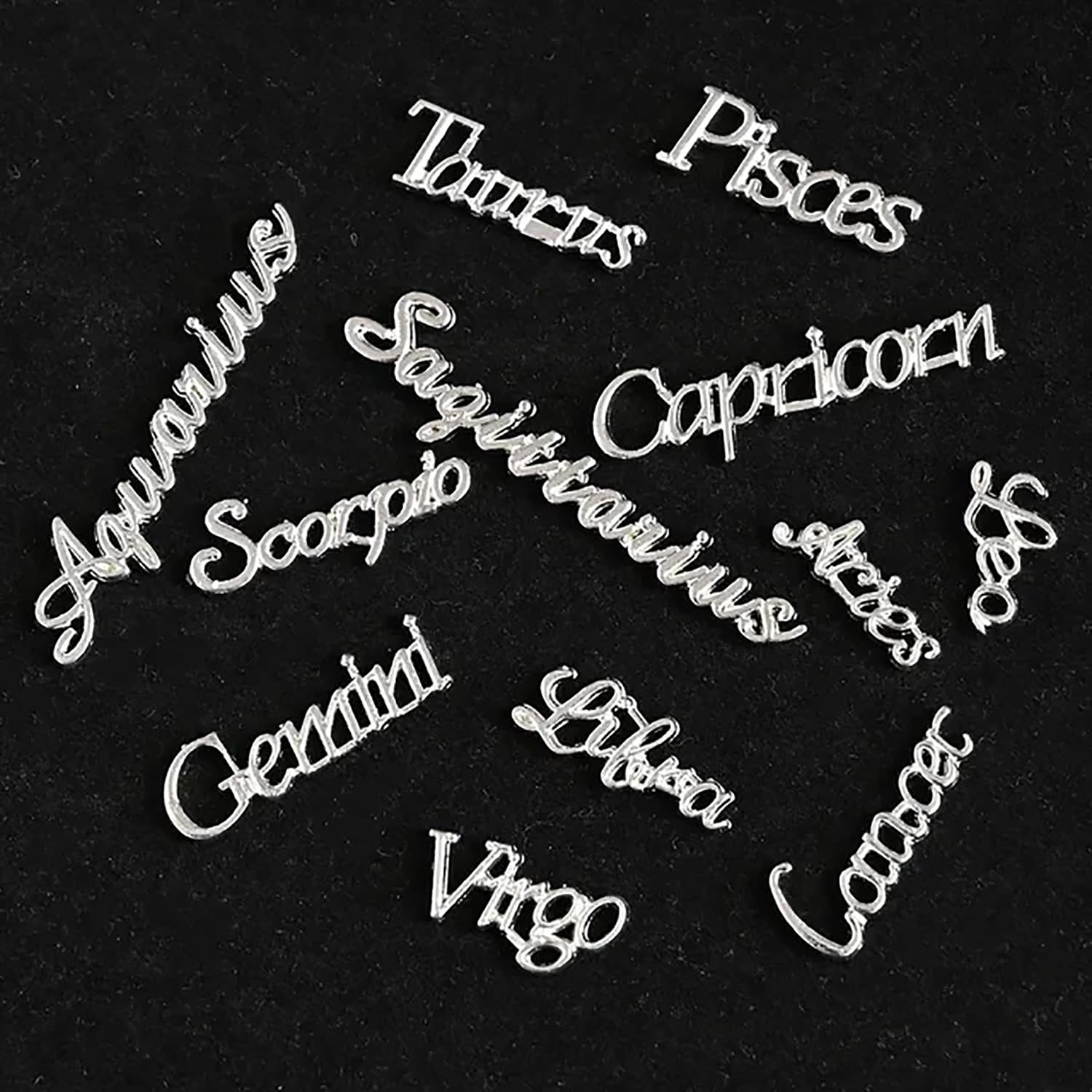 15pcs 3D Silver Cancer Nail Charms 5pcs Zodiac Signs and 10pcs Zodiac Letter Nail Studs Rhinestones Crystal Alloy Twelve Constellation Charms for DIY Crafts Jewelry Decoration Nail Supplies
