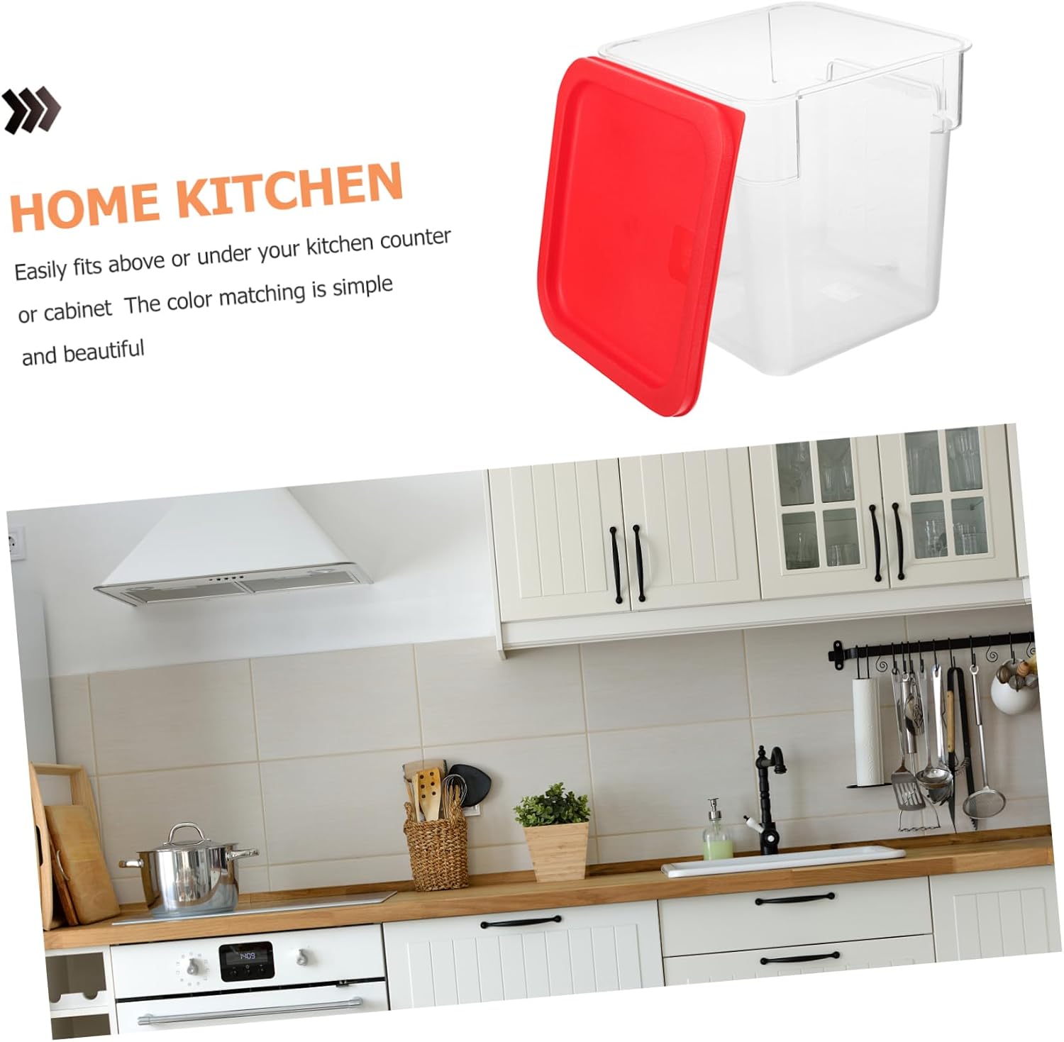 OUNONA Airtight Food-Grade Rice Storage Container Lid Square Cereal Bucket for Kitchen Organization Sealing Grain Storage Box for Home and Commercial Use
