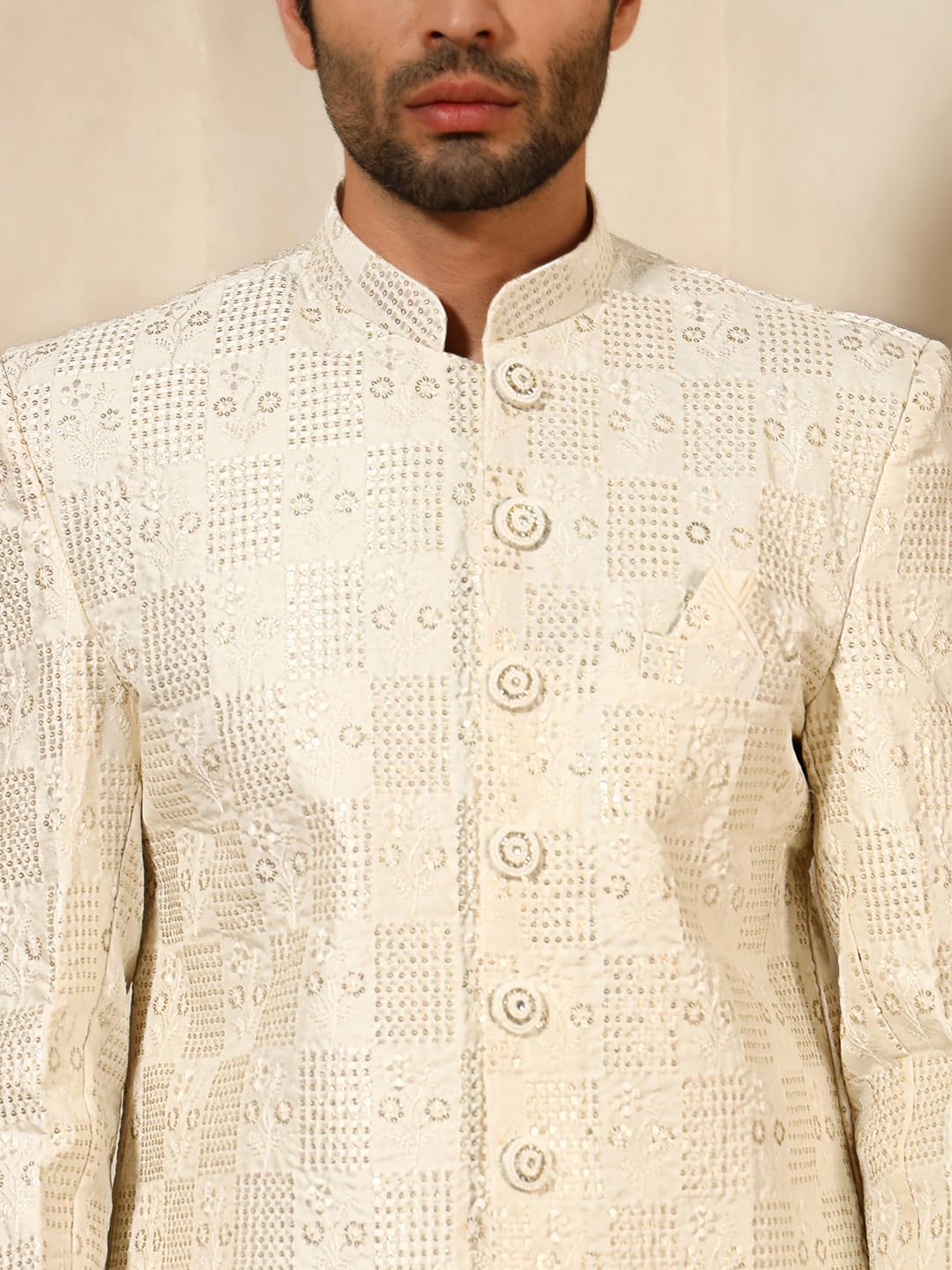 Pro-Ethic Style Developer Cotton Silk Indo-Western Set with Jacquard Long Jacket for Men (C-131)