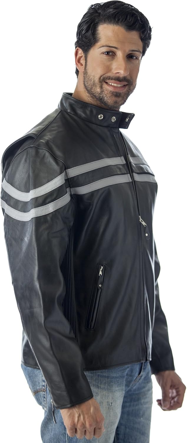 REED Men's Vented Motorcycle Leather Jacket (Imported)