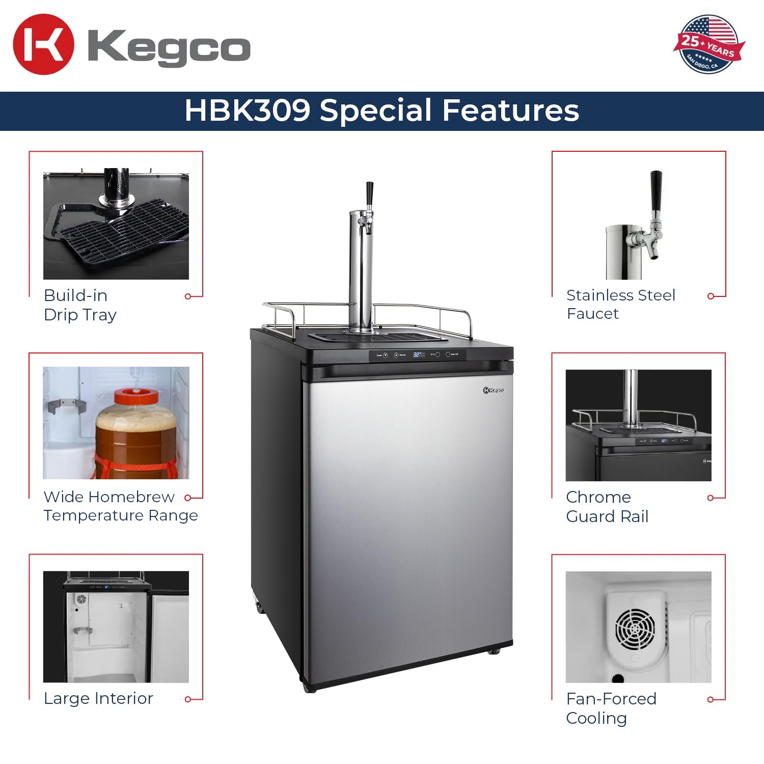 Kegco HBK309S-1 Keg Dispenser, Stainless Steel on Fridge.com