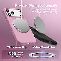Vista 622 de GONEZ Funda de silicona para iPhone 15 Pro Max, compatible con Magsafe, protector de cámara + protector de pantalla, forro de microfibra suave Negro