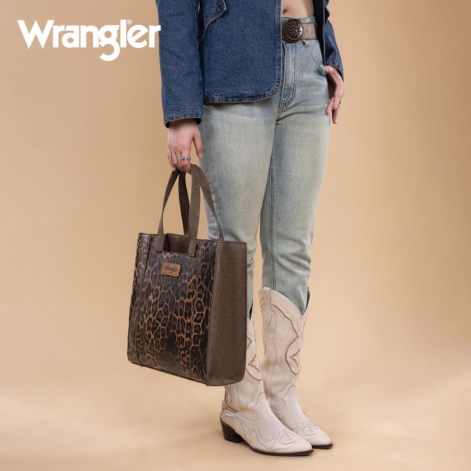 Wrangler Wildside Cheetah Tote Bag for Women Medium Top-handdle Handbags for Work