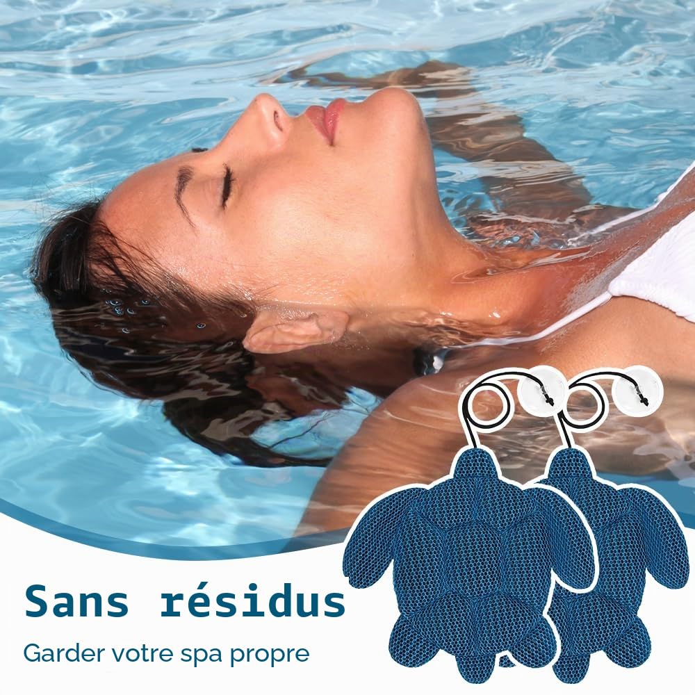 Lotvic Lot de 2 absorbeurs de mousse pour jacuzzi - Réutilisables - Absorbeur d'huile - Tortue en mousse - Pour accessoires de jacuzzi, piscine et spa - Nettoyage des accessoires de piscine