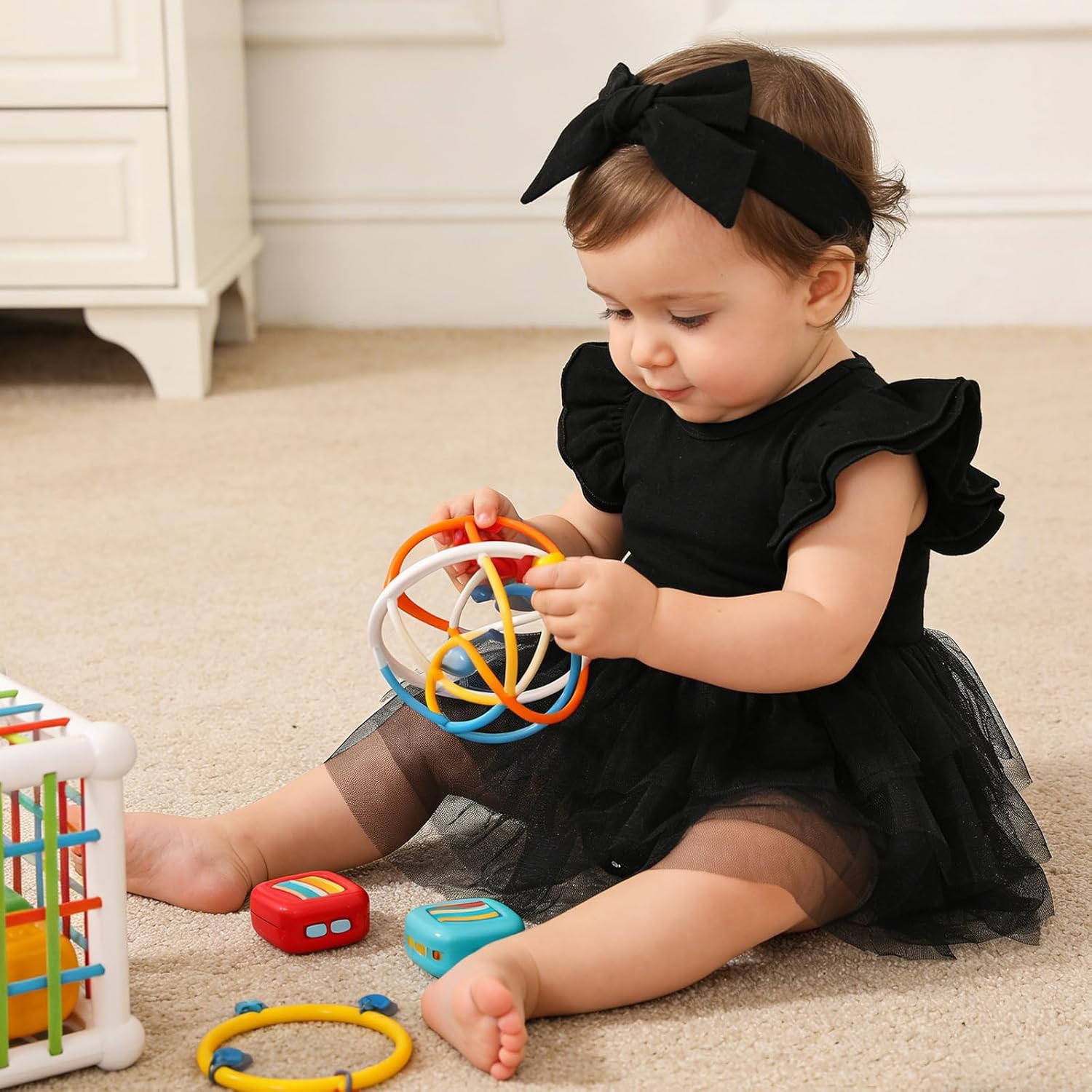 Baby Girl Ruffle Sleeve Romper Dress Infant Jumpsuit Tutu Skirt Set Newborn Princess Tulle Dresses Headband Outfit - Image 3