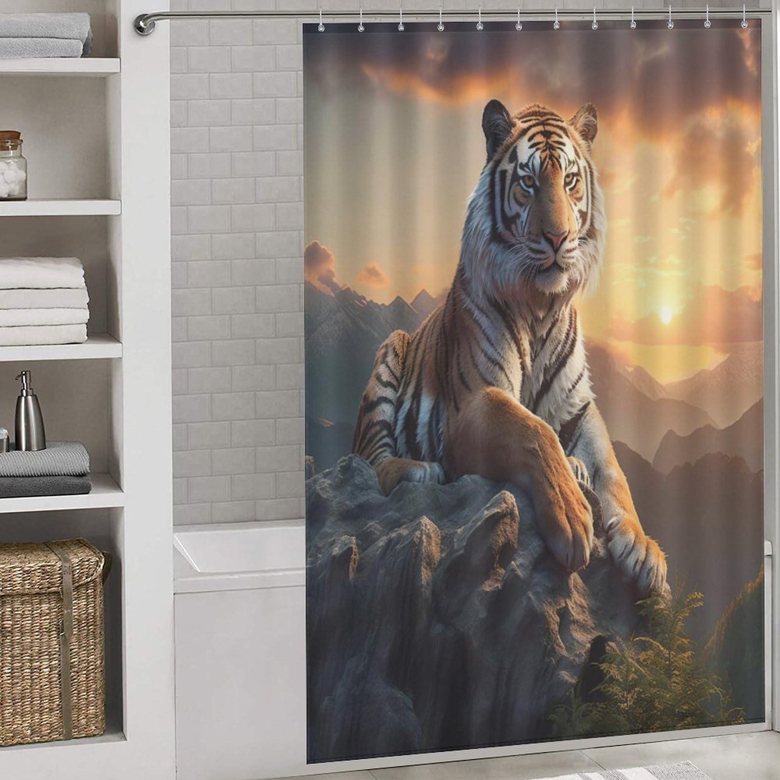 Rideau de douche tigre de qualité supérieure en tissu 152x183cm