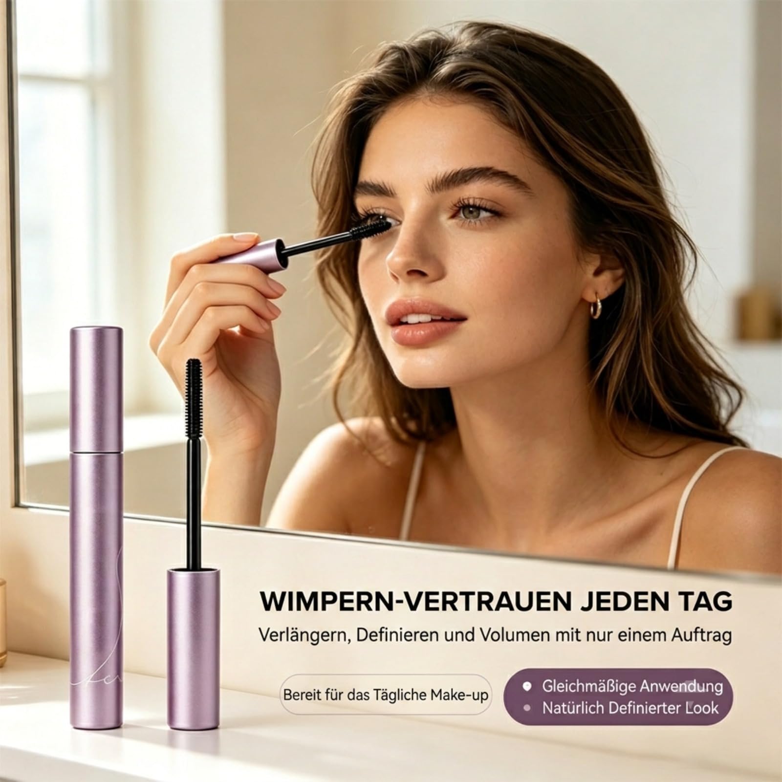 Facelove Mascara Wasserfeste Wimperntusche für Länge & Volumen, Tiefschwarz (2 PCS)