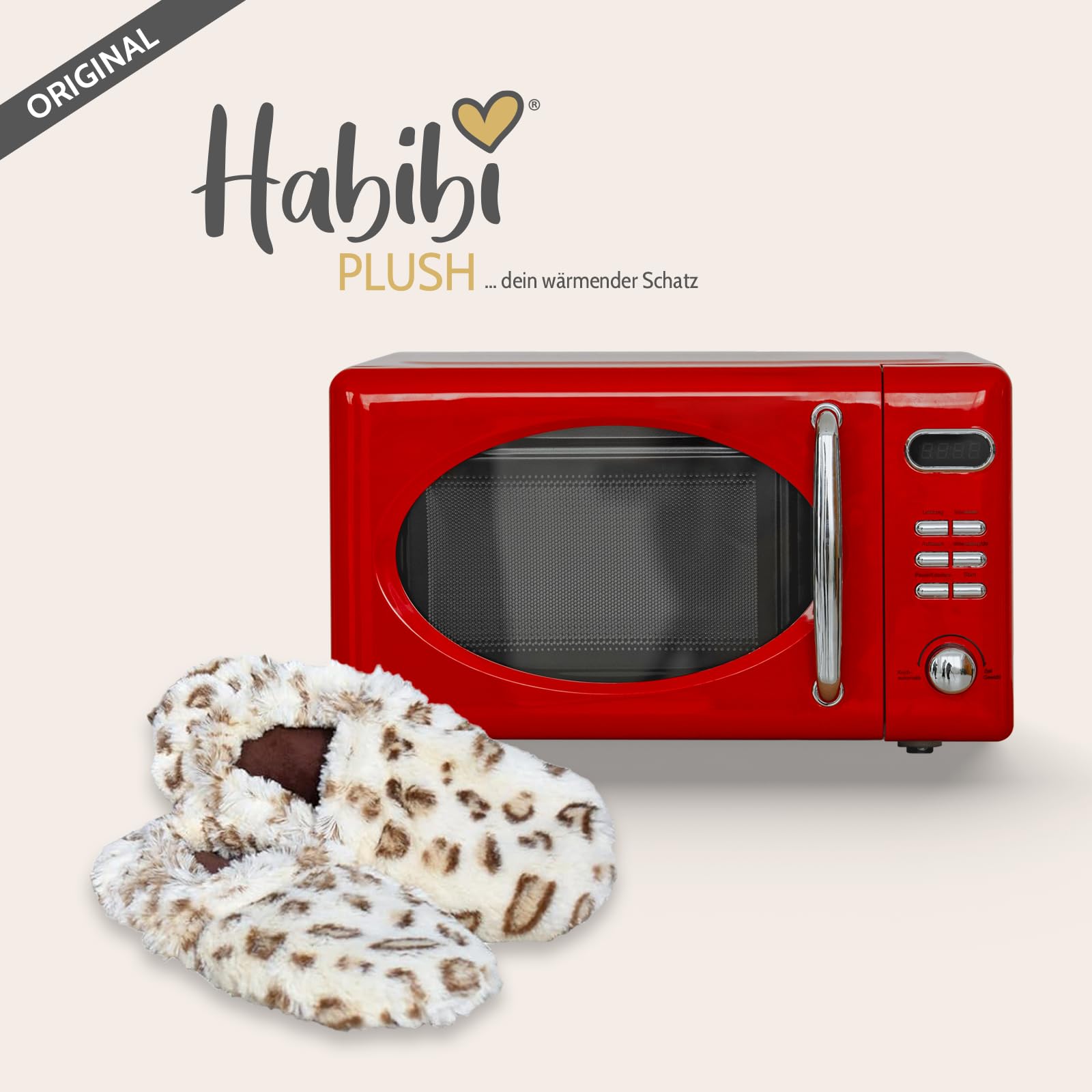 Habibi Plush Classic Slippers M (Creme gemustert)