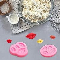 Vista 9 de Moldes de silicona para labios de chocolate, 5 unidades, cuentas semicirculares en forma de corazón, rosas pequeñas, molde de fondant