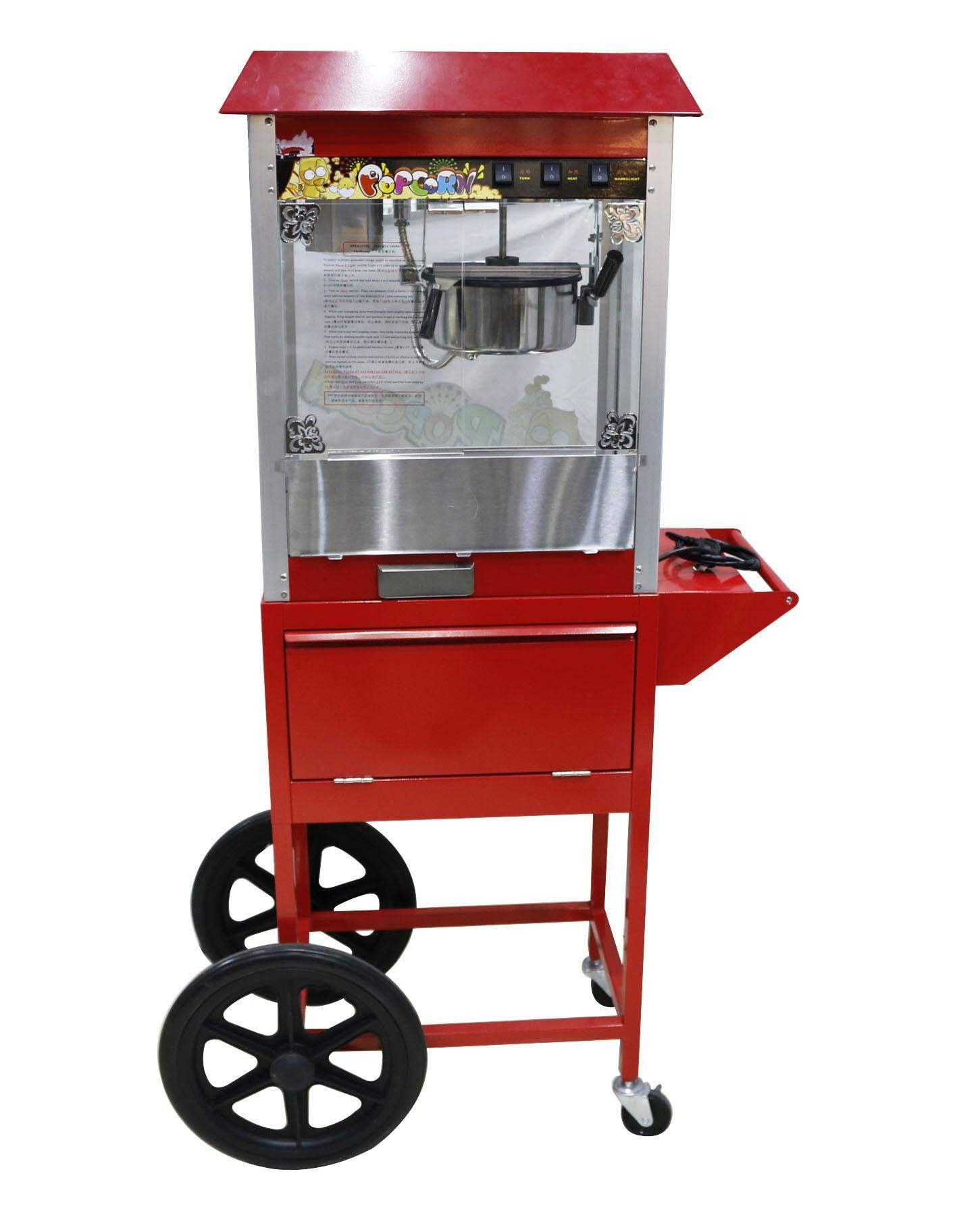 Máquina Comercial De Palomitas De Maíz Con Carro, Fabricante De Palomitas De Maíz Resistente Con Carro 94 * 370 * 144 Centímetros