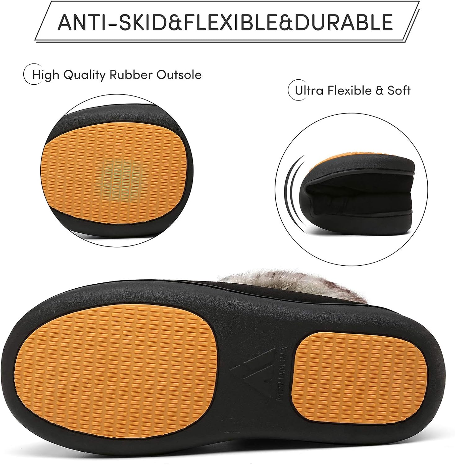 Mishansha Women's House Shoes Memory Foam Suede Moccasin Slippers Winter Warm Fleece Lined Home Shoes with Anti-Skid Rubber Sole - Image 5