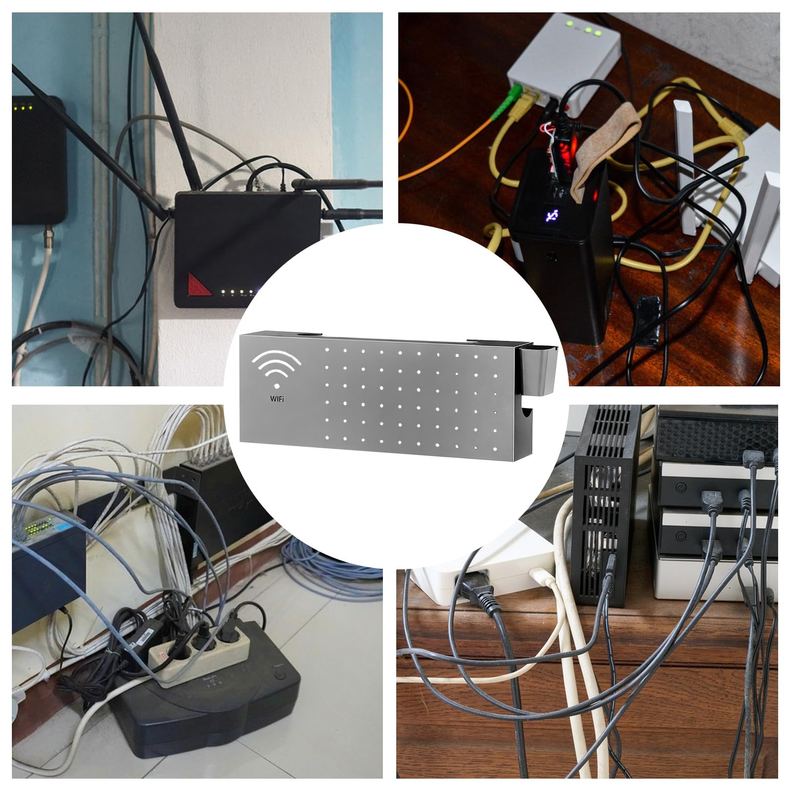 Copri Scatola Router Organizzatore Domestico In Acciaio Al Carbonio Con | Scatola di Archiviazione per Router WiFi Per Cavi Di Connessione Filo Elettronico Rete Internet Presa U
