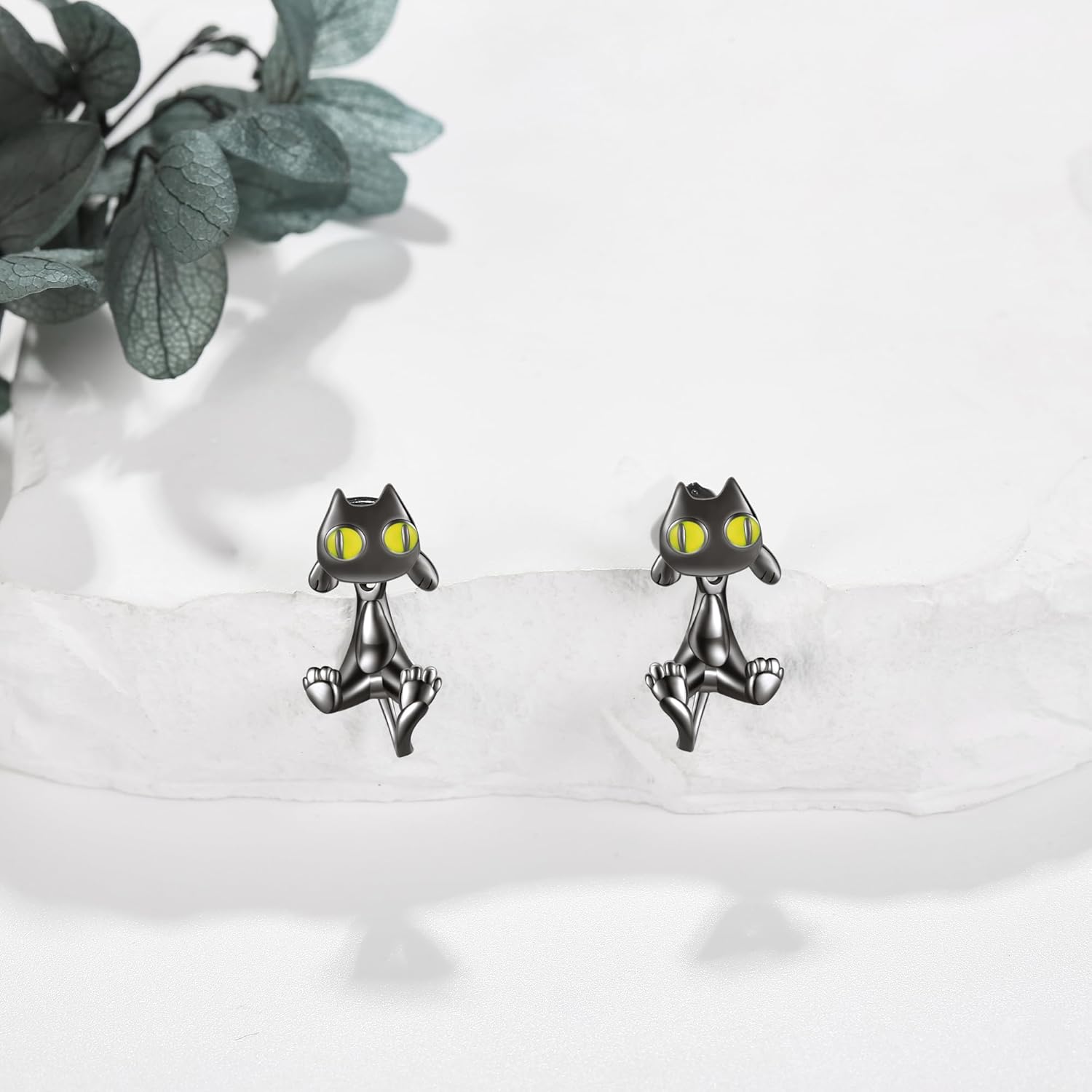 VONALA 925 Sterling Silver Black Cat Dog Hippo Snake Frog French Bulldog Bunny Cow Monkey Penguin Panda Pig Koala Fox Axolotl Stud Earrings for Women Hypoallergenic Gifts Birthday - Image 6