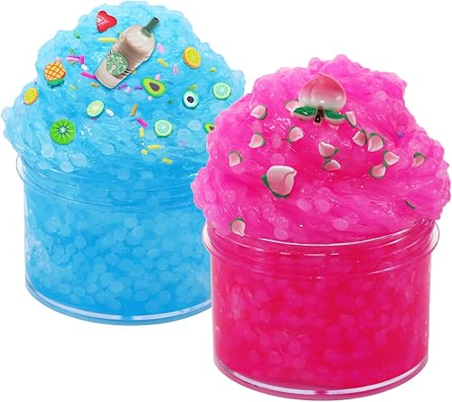 2 limos crujientes de arroz, slime brillante con pegamento, súper suave y antiadherente, juguete educativo para aliviar el estrés, regalos de