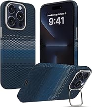 AIBEX Aramid Fiber Mag-Saf Case Compatible for iPhone 15 Pro | Slim Protective Back Cover with Built-in Magnets | Wireless Charging Support | Camera Ring Stand | Shockproof with Air Guard Corners
